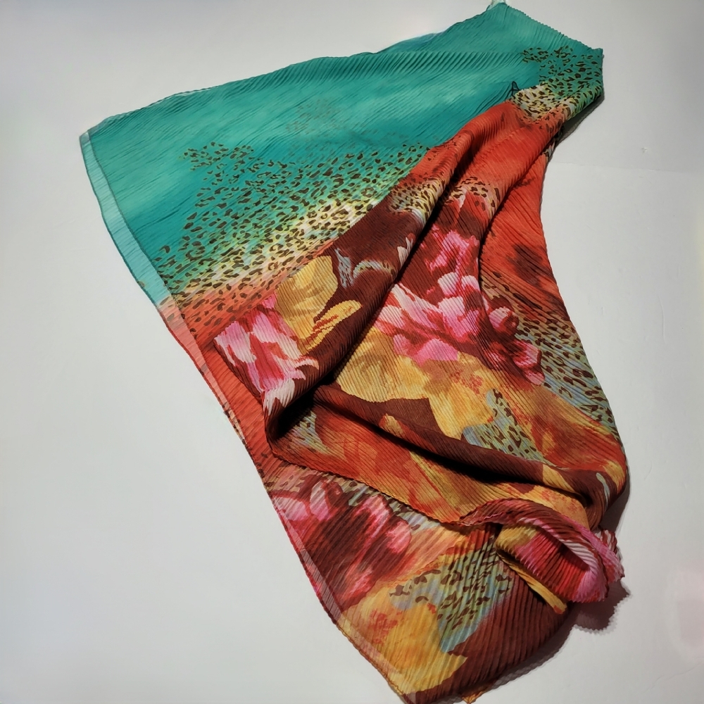 Linda Anderson Hawaiian Tropical Floral Cheetah Print Kimono Wrap Duster (M**) - Picture 10 of 10